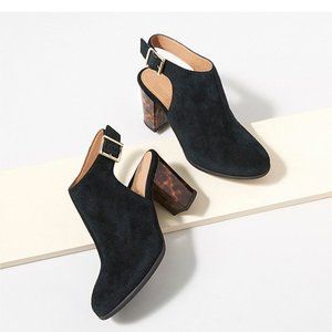 Vionic Lacey Tortoise Black Heel Suede Booties NEW